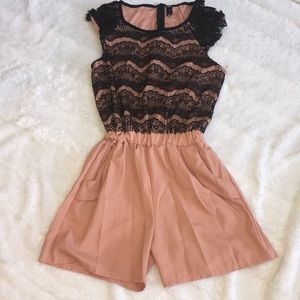 🍉Black Lace Romper